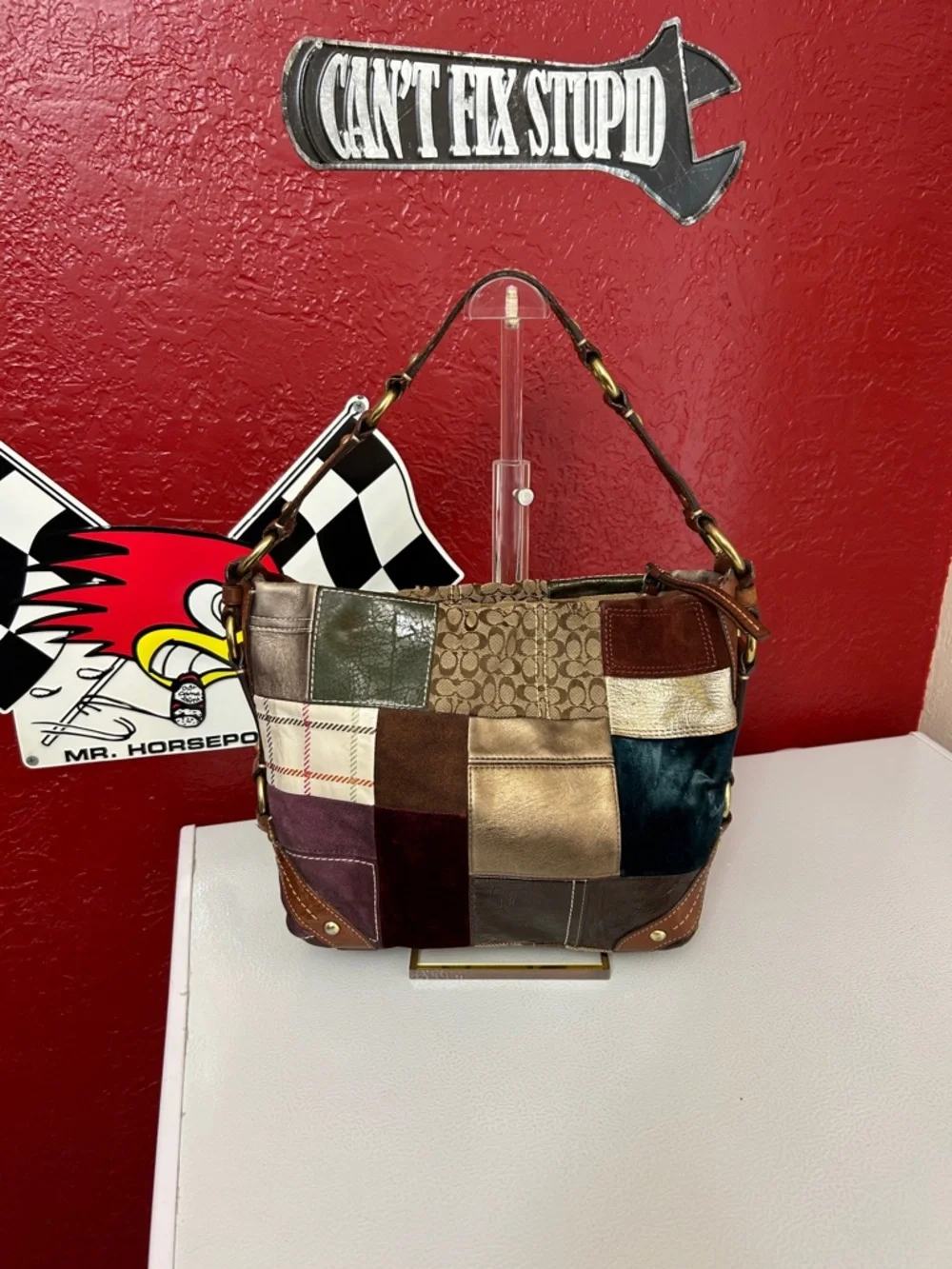 Coach Patchwork Shoulder Bag in Brown, Tan and Burgundy Accents - Picture 2 of 10